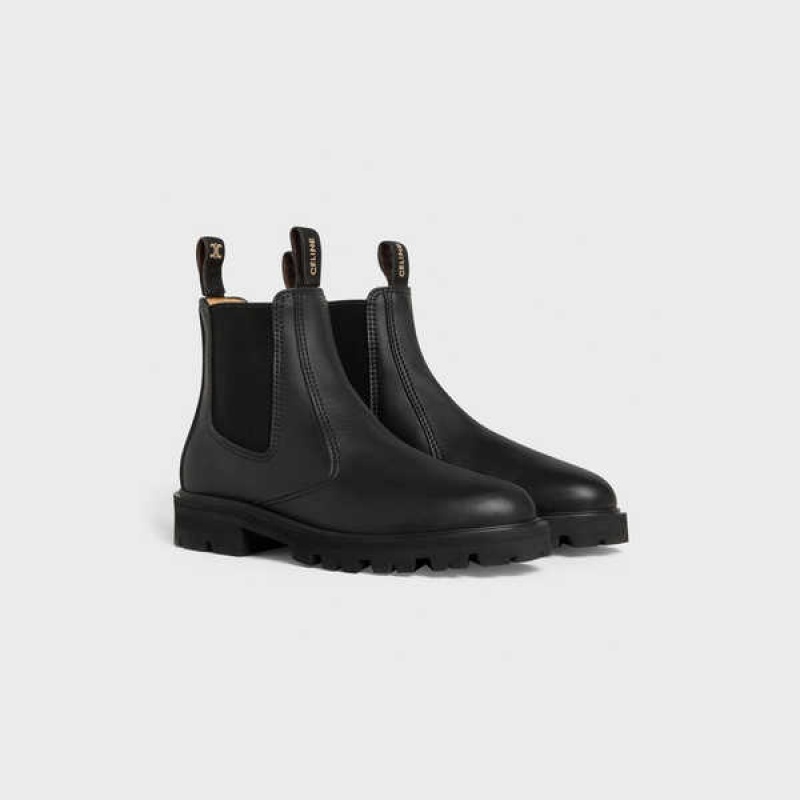 Celine Margaret Chelsea In Calfskin Stiefel Schwarz | CL-592496