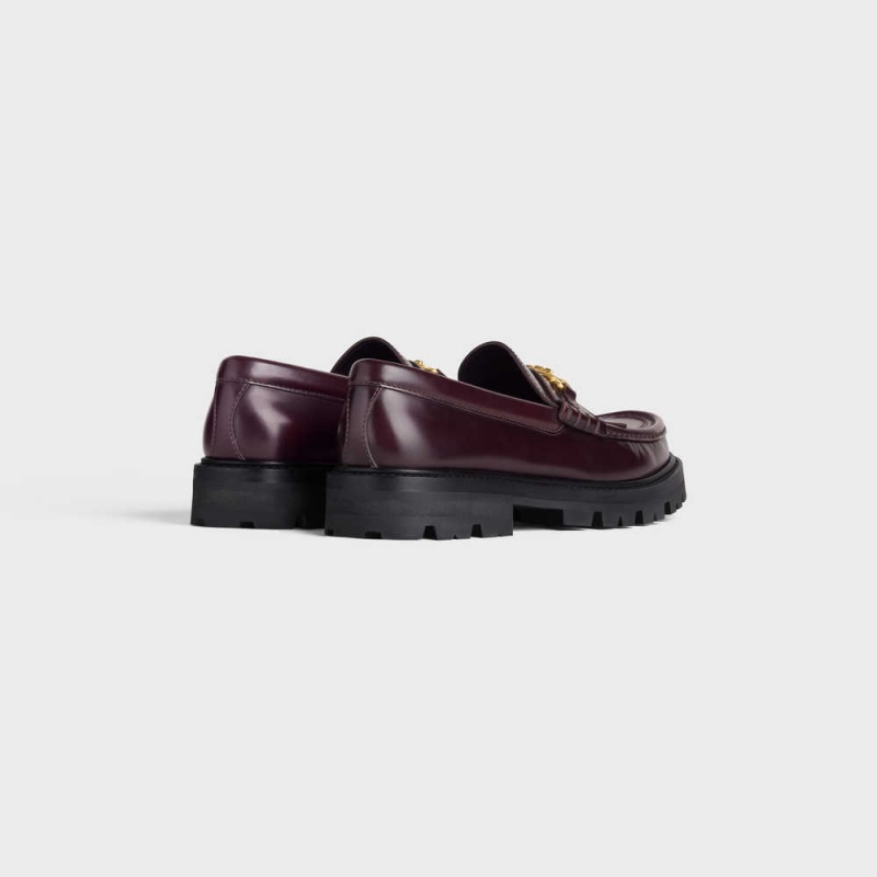 Celine Margaret With Triomphe Chain In Polished Bull Halbschuhe Bordeaux | CL-592522