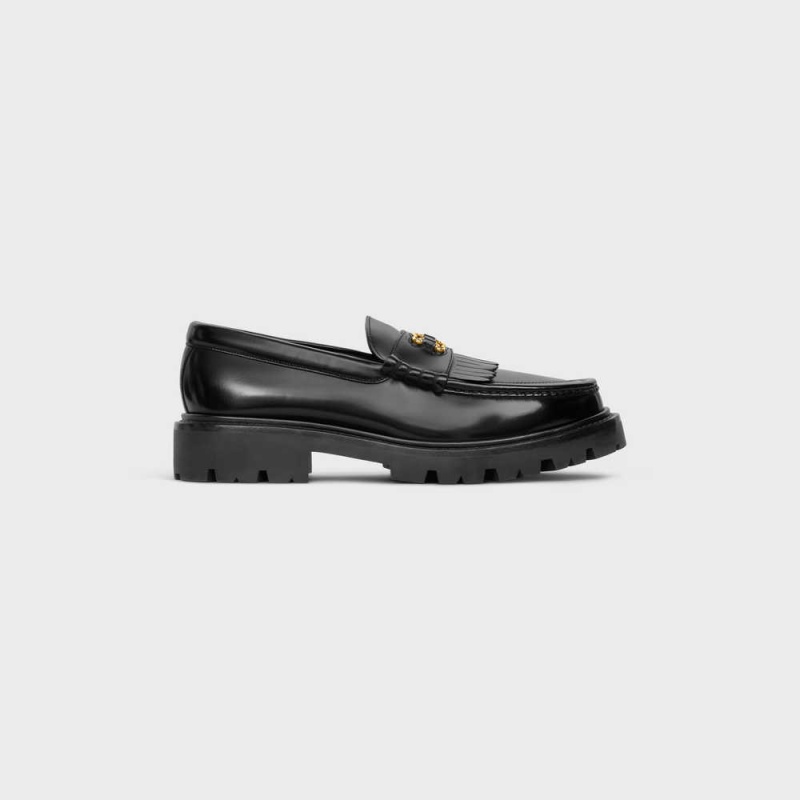 Celine Margaret With Triomphe Frame In Polished Bullskin Halbschuhe Schwarz | CL-592525