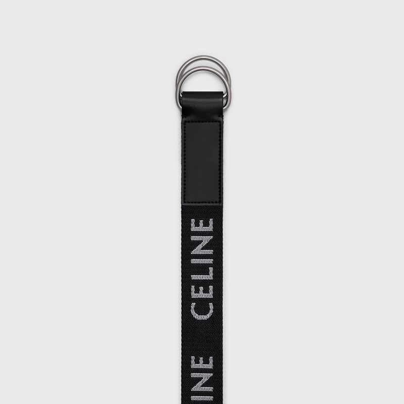 Celine Medium Double In Jacquard Textil And Calfskin Gürtel Schwarz | CL-591777