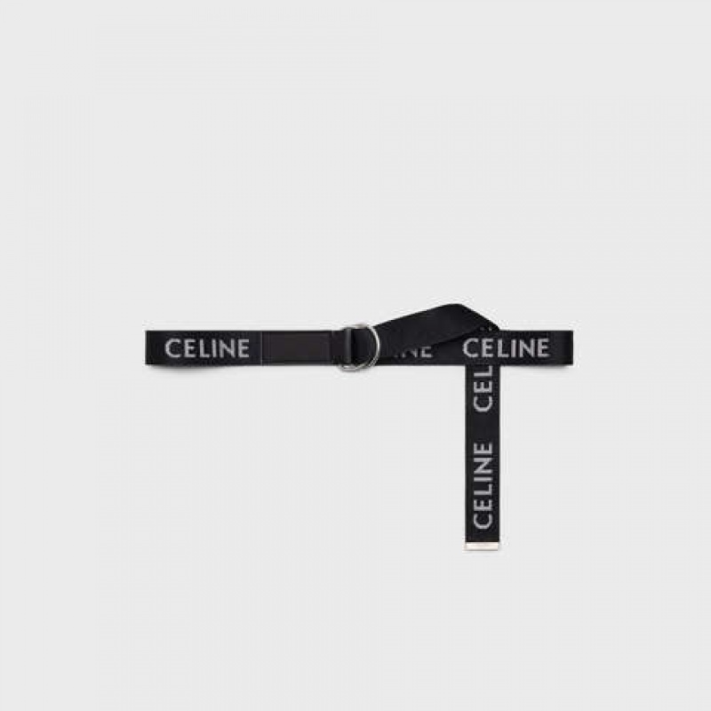 Celine Medium Double In Jacquard Textil And Calfskin Gürtel Schwarz | CL-591777