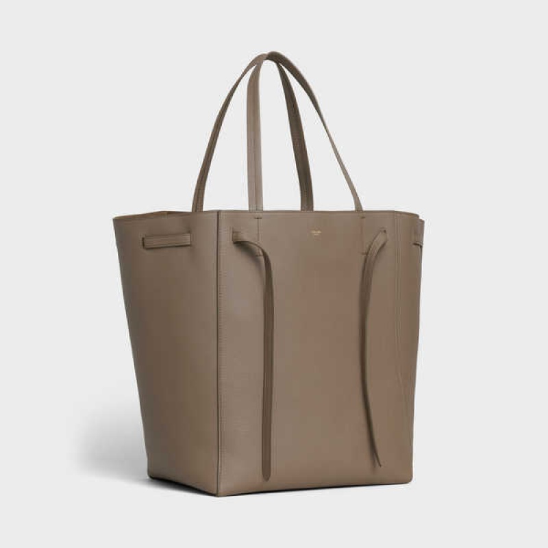 Celine Medium Phantom In Soft Grained Calfskin Cabas Grau Braun | CL-593096