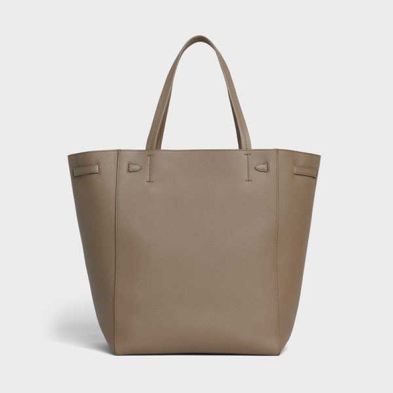 Celine Medium Phantom In Soft Grained Calfskin Cabas Grau Braun | CL-593096