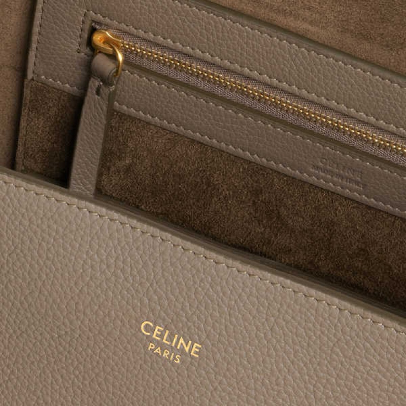 Celine Medium Phantom In Soft Grained Calfskin Cabas Grau Braun | CL-593096