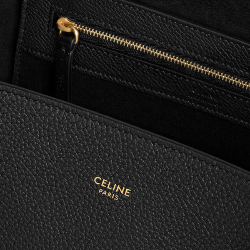 Celine Medium Phantom In Soft Grained Calfskin Cabas Schwarz | CL-593094