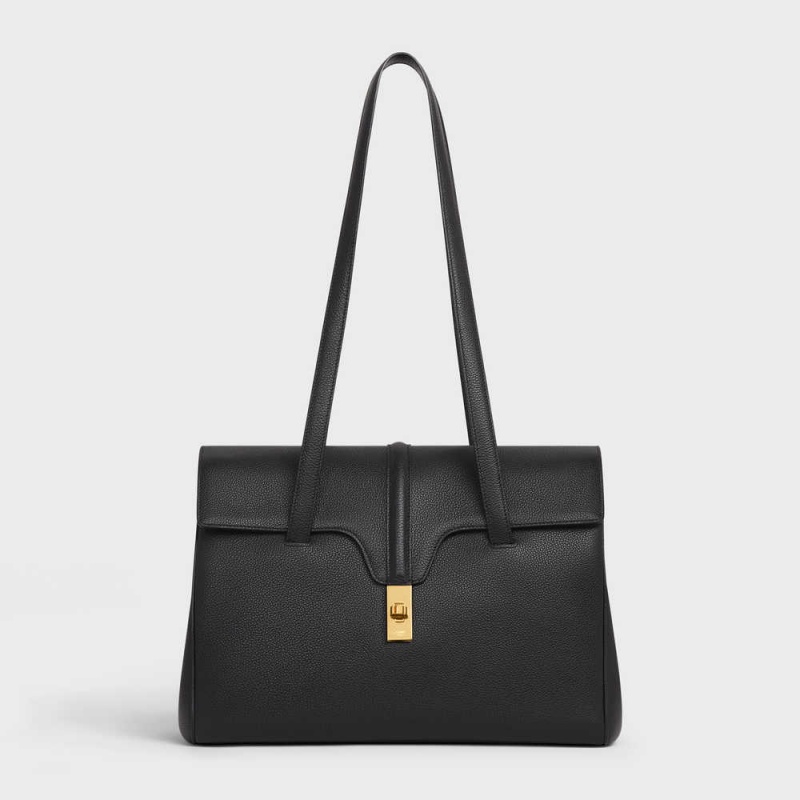 Celine Medium Soft Bag In Supple Grained Calfskin 16 Schwarz | CL-593263