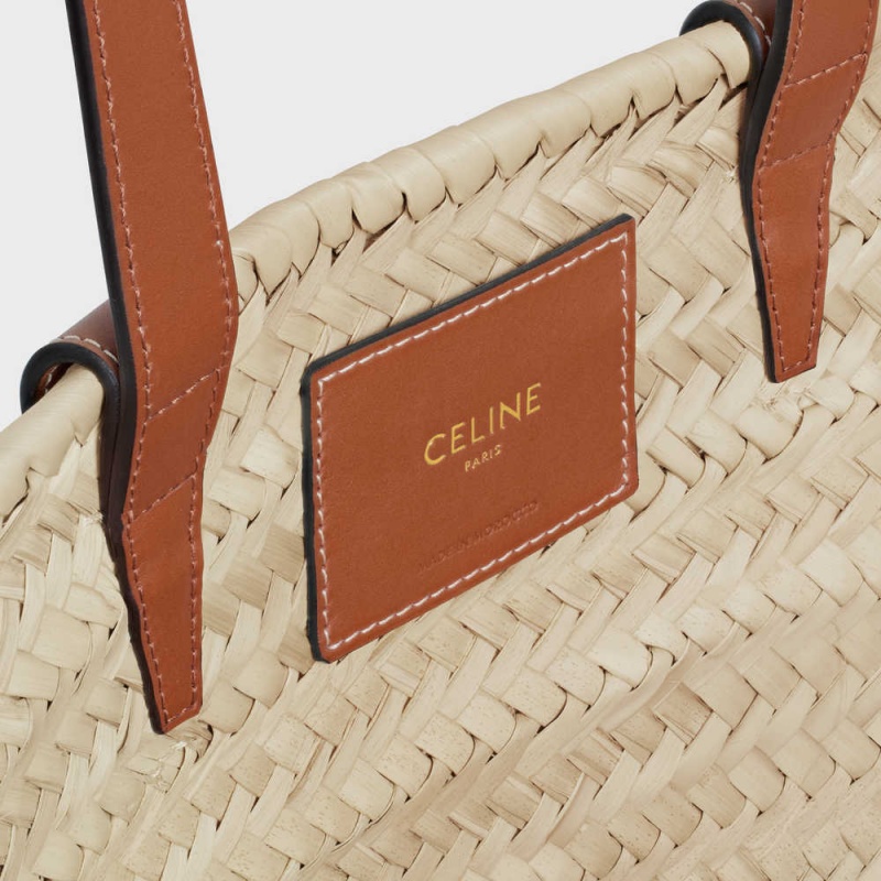 Celine Medium Triomphe Klassische In Palm Leaves And Calfskin Panier Braun | CL-593069