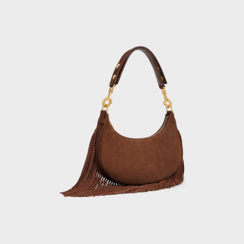 Celine Mediumstrap Bag With Fringes In Wildleder Calfskin Ava Braun | CL-593099