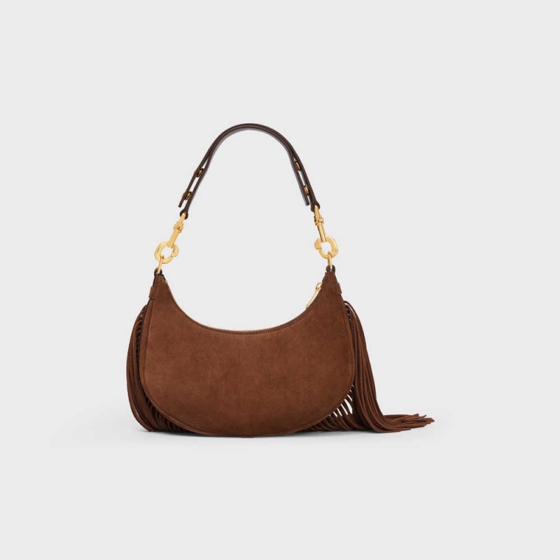 Celine Mediumstrap Bag With Fringes In Wildleder Calfskin Ava Braun | CL-593099