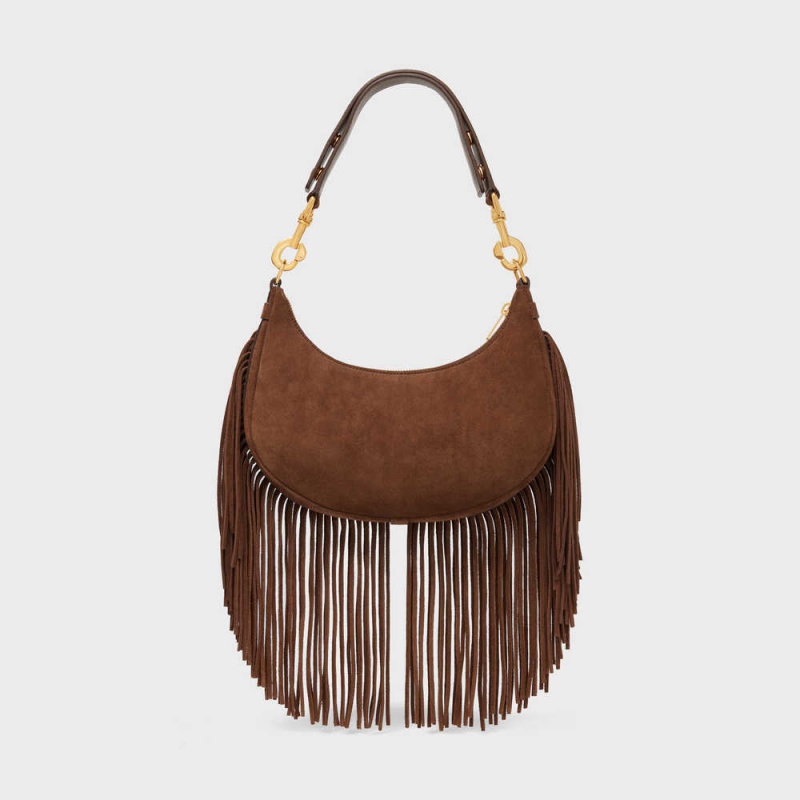 Celine Mediumstrap Bag With Fringes In Wildleder Calfskin Ava Braun | CL-593099