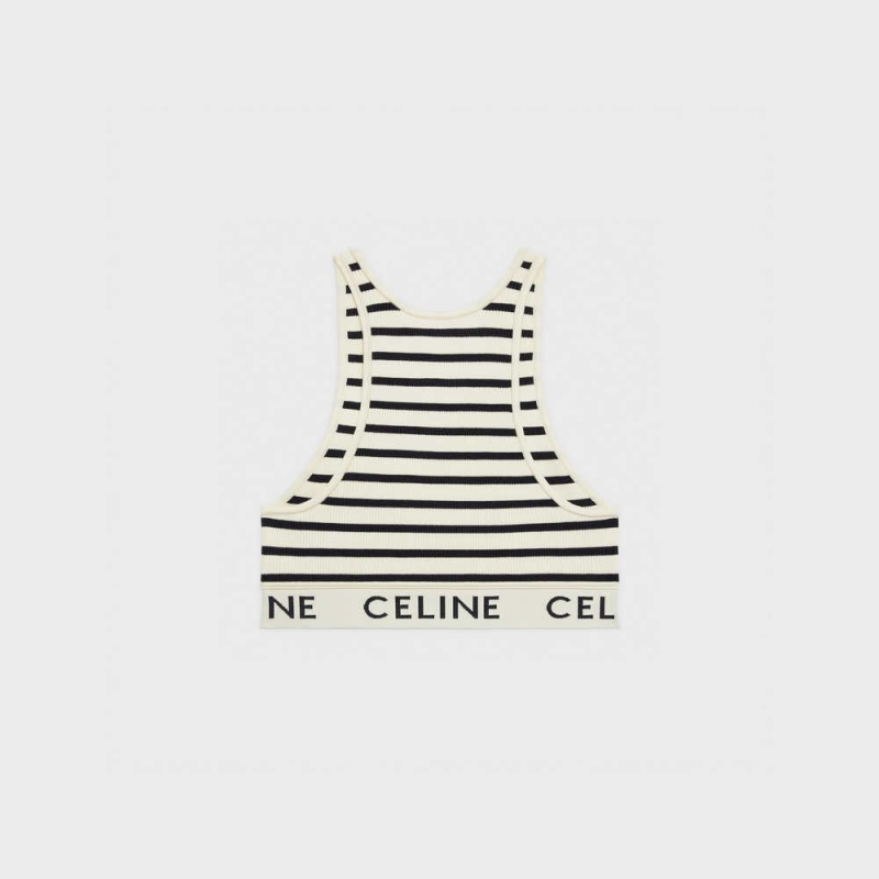 Celine Mesh Sports Bra Sweatshirts Weiß Navy | CL-592809