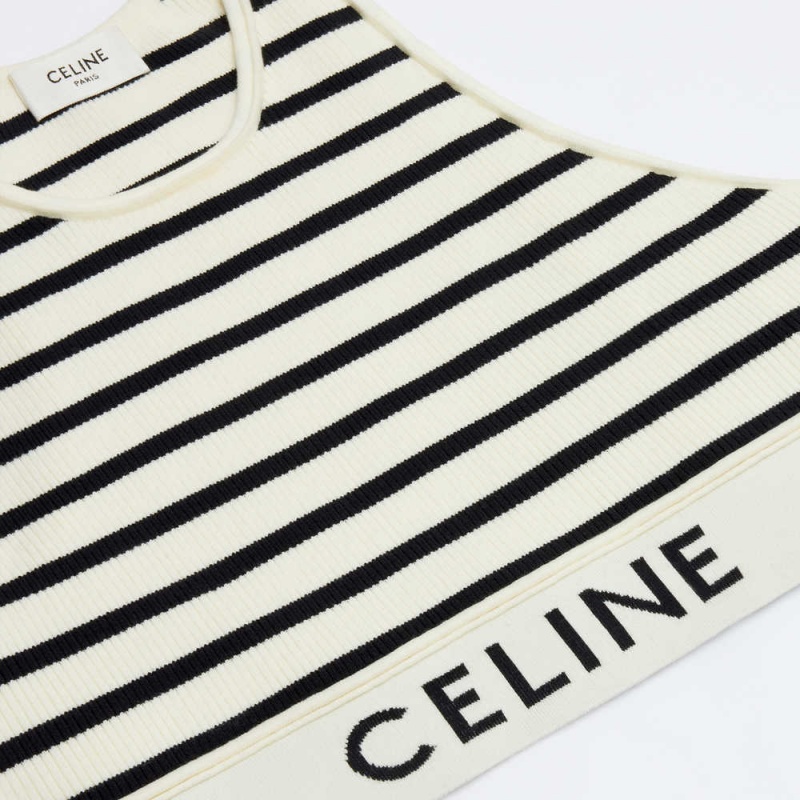 Celine Mesh Sports Bra Sweatshirts Weiß Navy | CL-592809