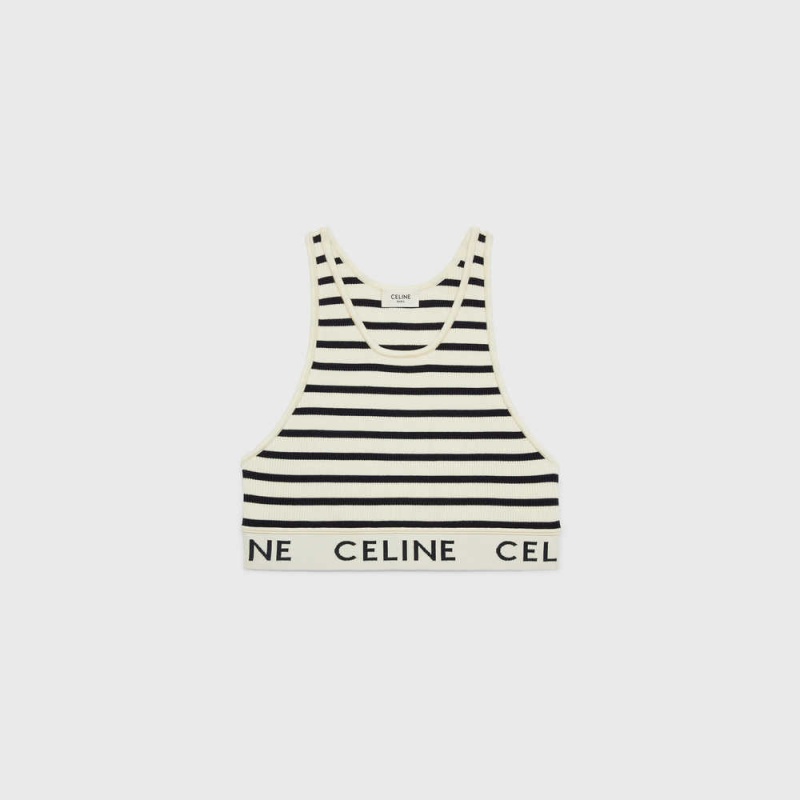 Celine Mesh Sports Bra Sweatshirts Weiß Navy | CL-592809