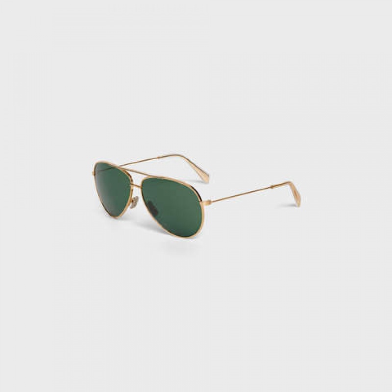 Celine Metal Frame 01 In Metal With Mineral Glass Lenses Sonnenbrille Gold Grün | CL-591757