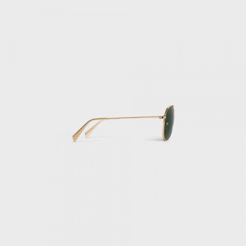 Celine Metal Frame 01 In Metal With Mineral Glass Lenses Sonnenbrille Gold Grün | CL-591757