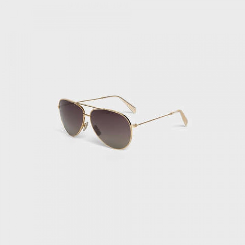 Celine Metal Frame 01 In Metal With Polarized Lenses Sonnenbrille Gold Grau | CL-591758