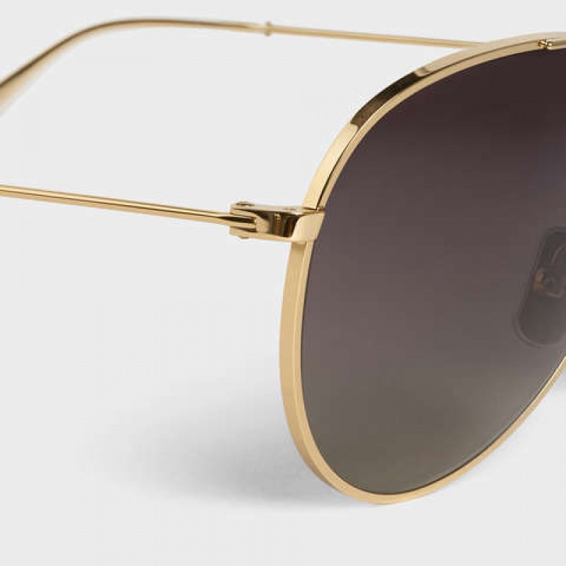 Celine Metal Frame 01 In Metal With Polarized Lenses Sonnenbrille Gold Grau | CL-591758