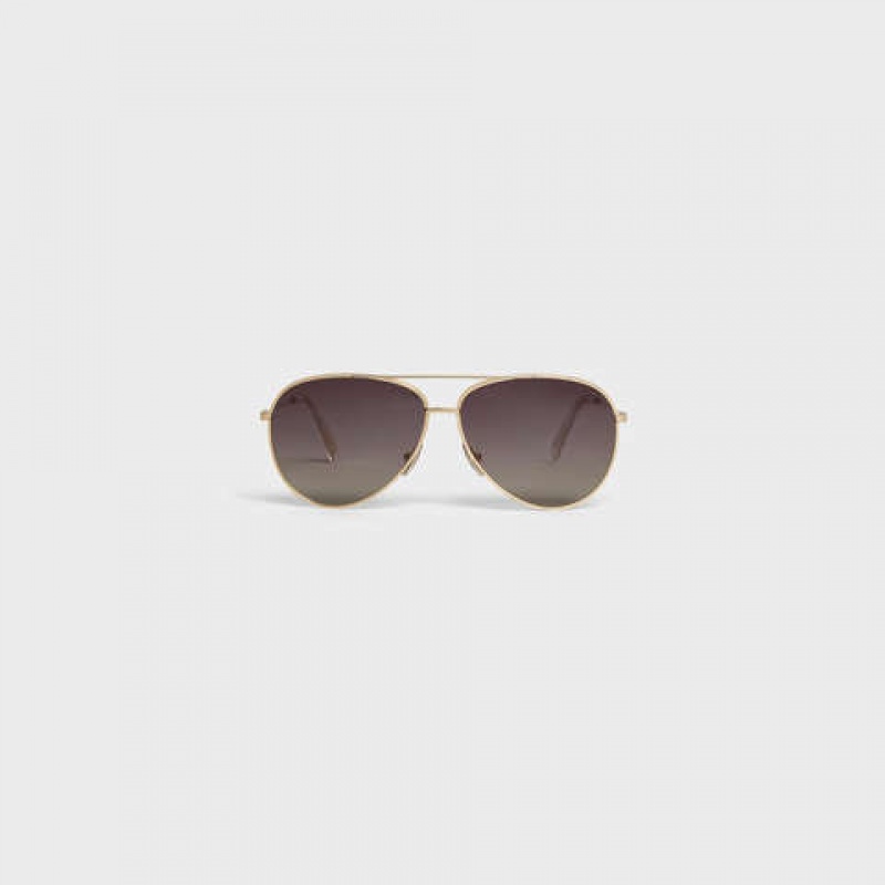 Celine Metal Frame 01 In Metal With Polarized Lenses Sonnenbrille Gold Grau | CL-591758