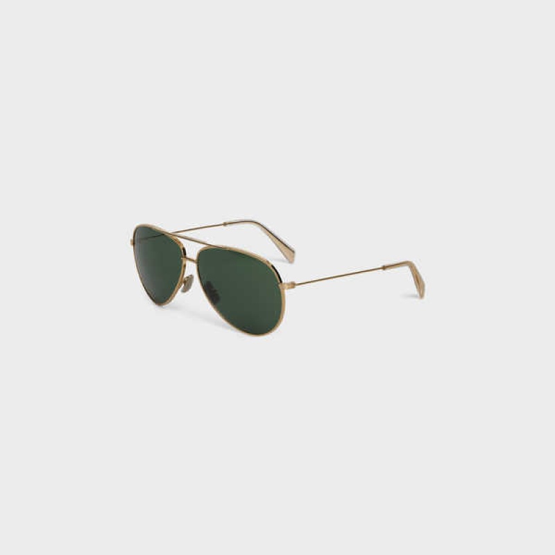 Celine Metal Frame 02 In Metal With Mineral Glass Lenses Sonnenbrille Gold Grün | CL-592410