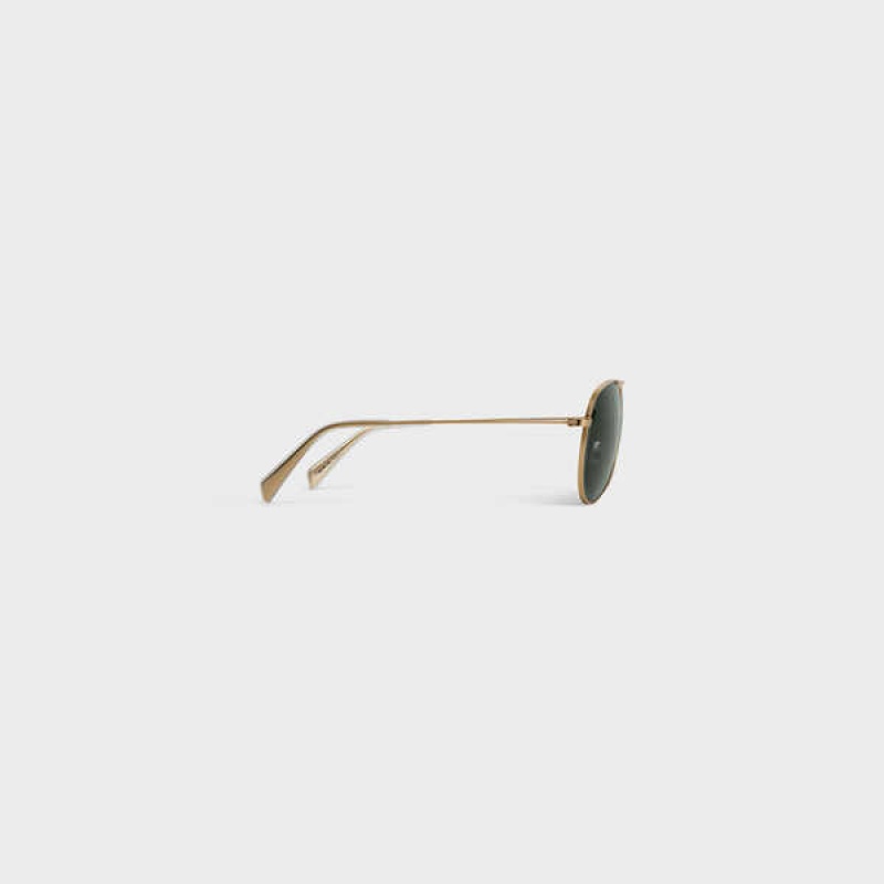 Celine Metal Frame 02 In Metal With Mineral Glass Lenses Sonnenbrille Gold Grün | CL-592410