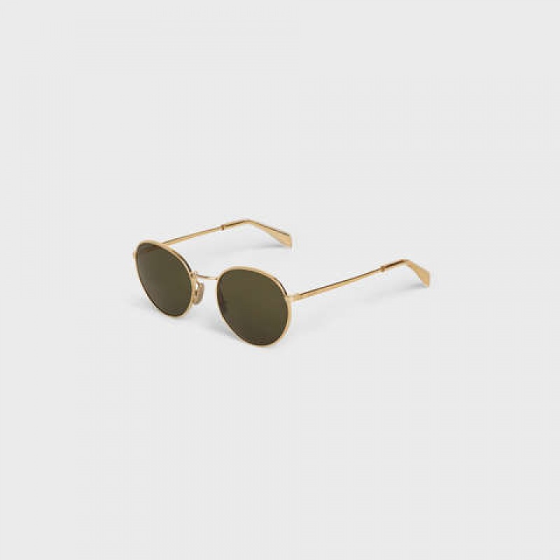 Celine Metal Frame 06 In Metal With Mineral Glass Lenses Sonnenbrille Gold Grün | CL-591759