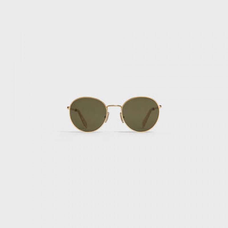 Celine Metal Frame 06 In Metal With Mineral Glass Lenses Sonnenbrille Gold Grün | CL-591759