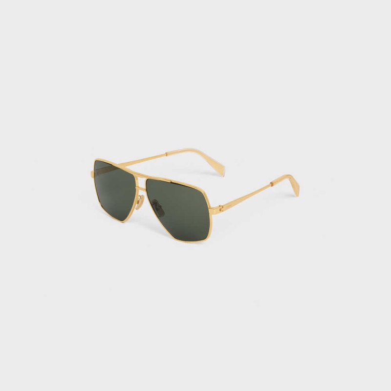 Celine Metal Frame 24 In Metal Sonnenbrille Gold Grün | CL-592409