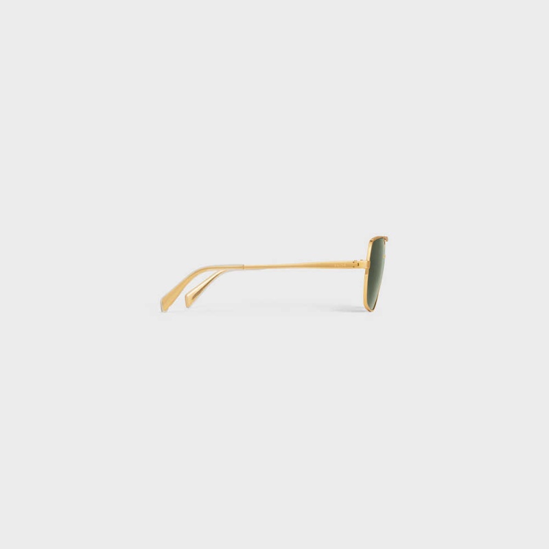 Celine Metal Frame 24 In Metal Sonnenbrille Gold Grün | CL-592409