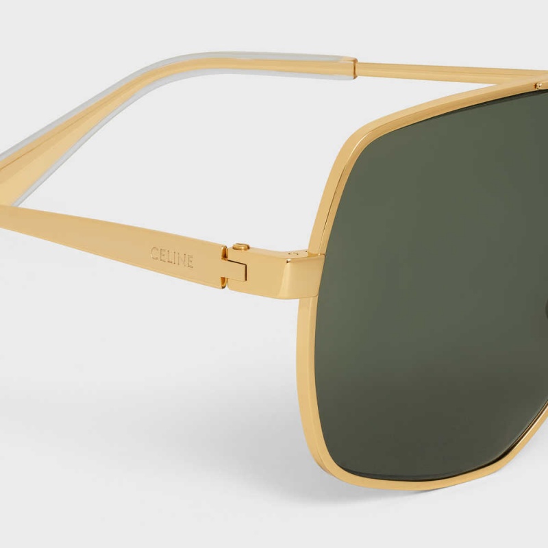 Celine Metal Frame 24 In Metal Sonnenbrille Gold Grün | CL-592409