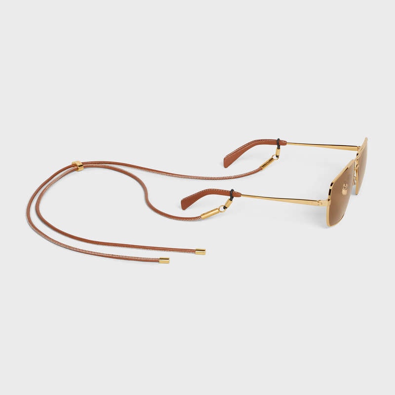 Celine Metal Frame 25 In Metal With Leder Sonnenbrille Gold | CL-591756