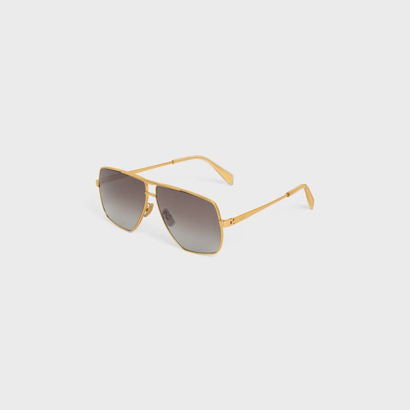 Celine Metal Frame 25 In Metal With Polarized Lenses Sonnenbrille Gold Braun | CL-591755