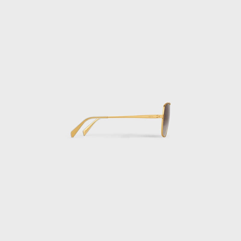 Celine Metal Frame 25 In Metal With Polarized Lenses Sonnenbrille Gold Braun | CL-591755