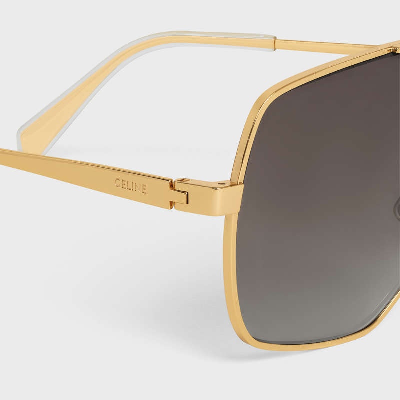 Celine Metal Frame 25 In Metal With Polarized Lenses Sonnenbrille Gold Braun | CL-591755