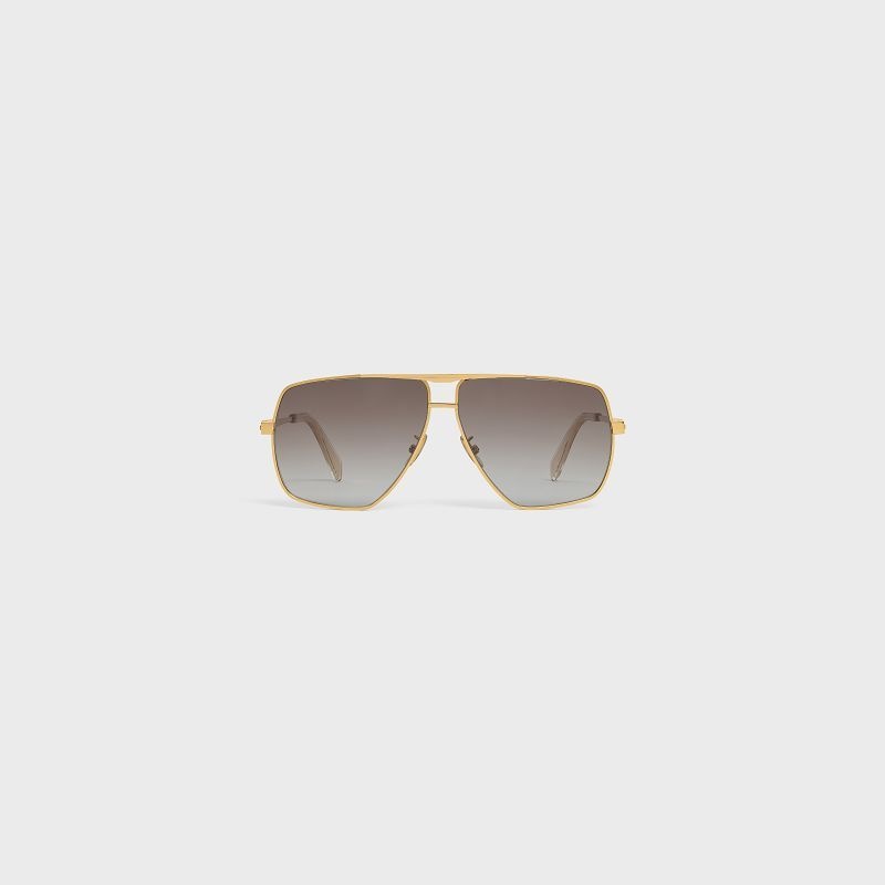 Celine Metal Frame 25 In Metal With Polarized Lenses Sonnenbrille Gold Braun | CL-591755