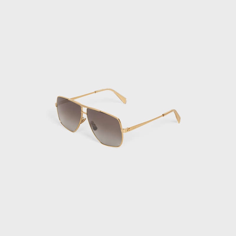 Celine Metal Frame 25 In Metal With Polarized Lenses Sonnenbrille Gold Braun | CL-591754