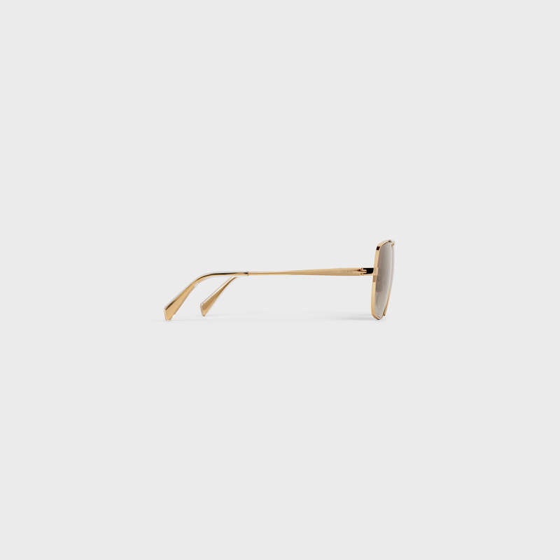 Celine Metal Frame 25 In Metal With Polarized Lenses Sonnenbrille Gold Braun | CL-591754