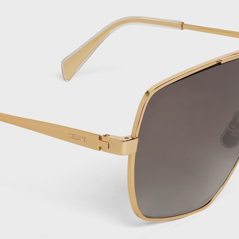 Celine Metal Frame 25 In Metal With Polarized Lenses Sonnenbrille Gold Braun | CL-591754