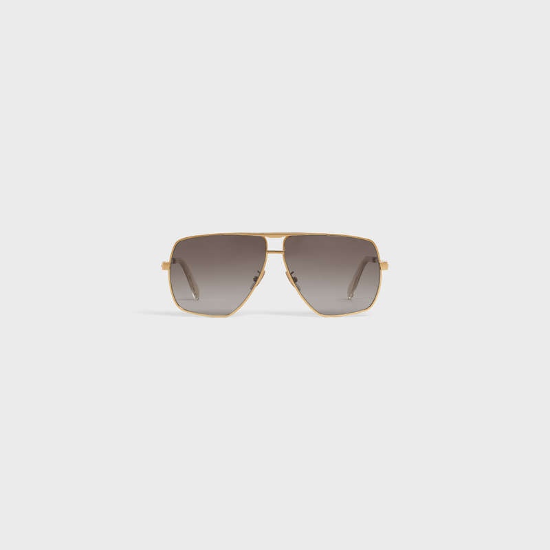 Celine Metal Frame 25 In Metal With Polarized Lenses Sonnenbrille Gold Braun | CL-591754