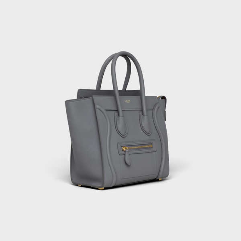 Celine Micro Handbag In Baby Drummed Calfskin Luggage Grau | CL-593052