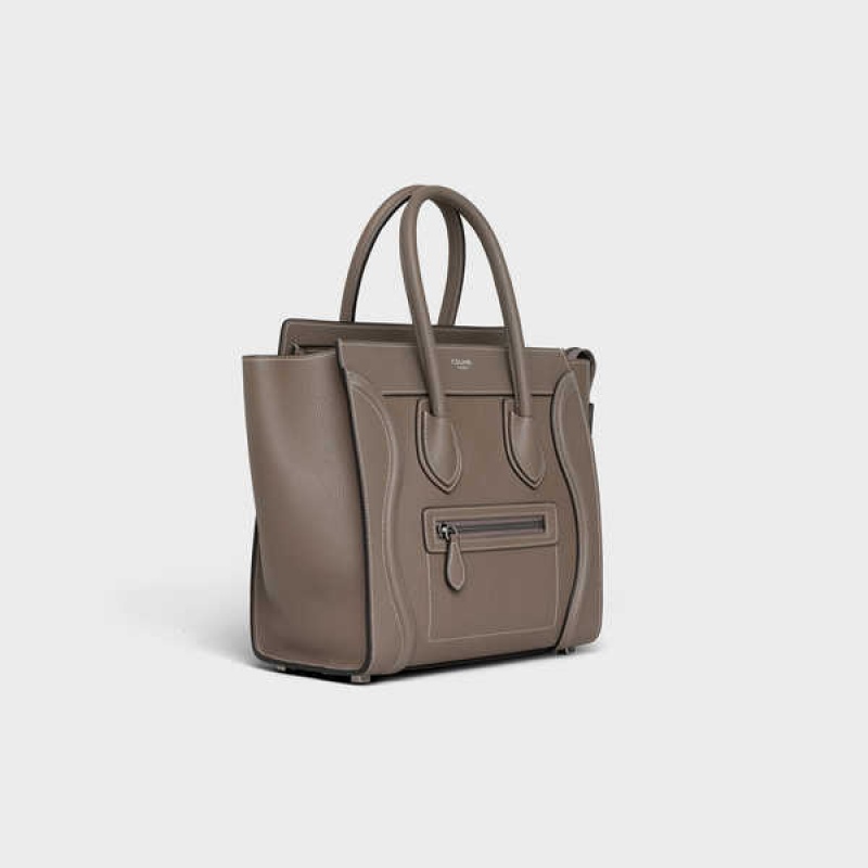 Celine Micro Handbag In Drummed Calfskin Luggage Braun | CL-593053