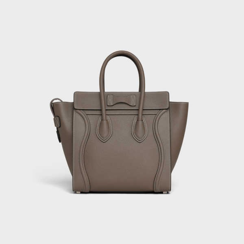 Celine Micro Handbag In Drummed Calfskin Luggage Braun | CL-593053