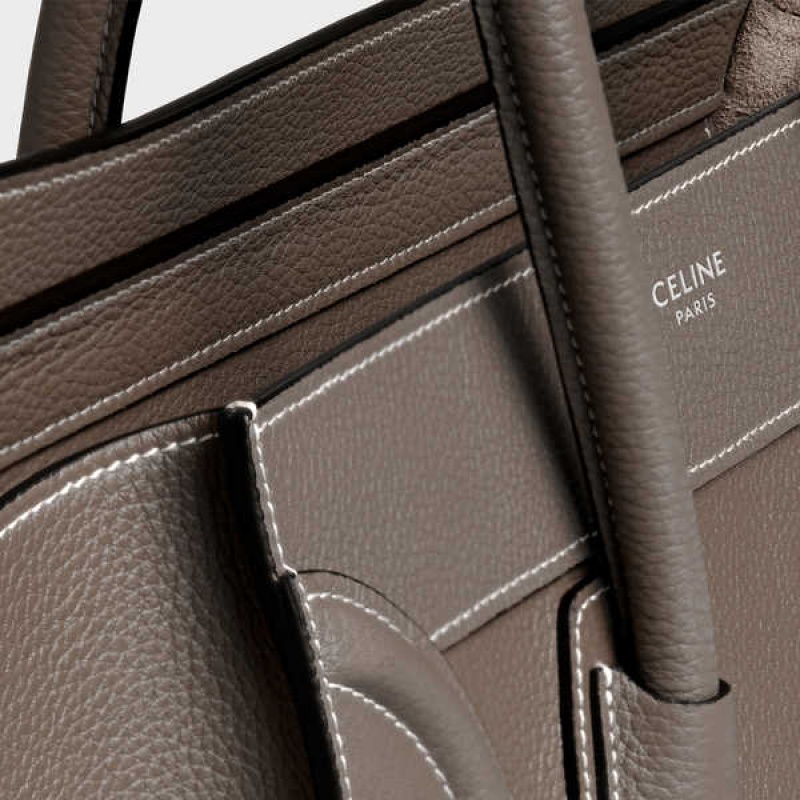 Celine Micro Handbag In Drummed Calfskin Luggage Braun | CL-593053