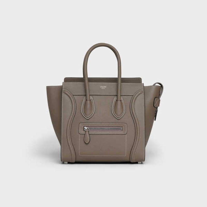 Celine Micro Handbag In Drummed Calfskin Luggage Braun | CL-593053