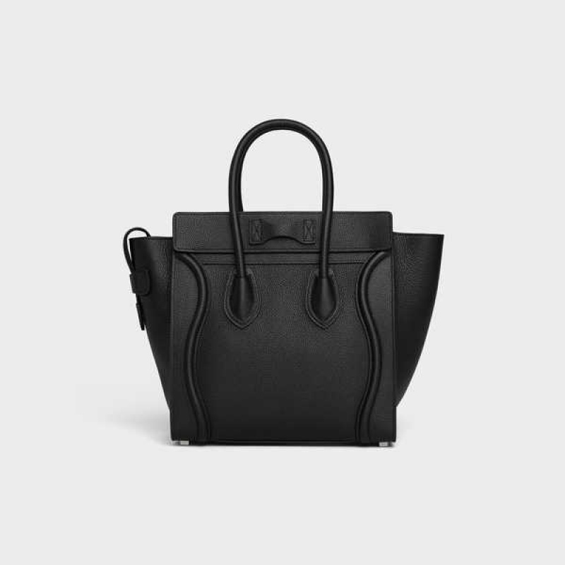 Celine Micro Handbag In Drummed Calfskin Luggage Schwarz | CL-593051