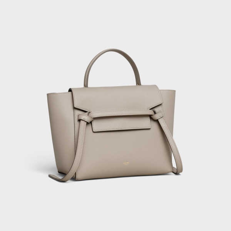 Celine Micro In Grained Calfskin Gürteltasche Hellgrau Braun | CL-593063