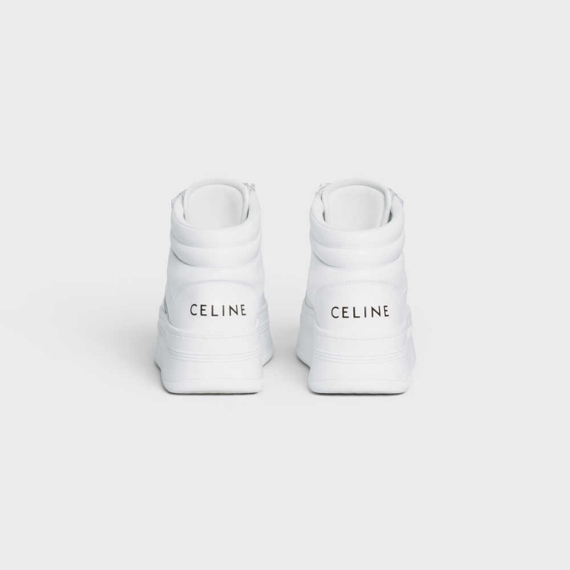 Celine Mid Block Sneakers With Klettverschluss And Wedge In Calfskin Sneakers Weiß | CL-592545