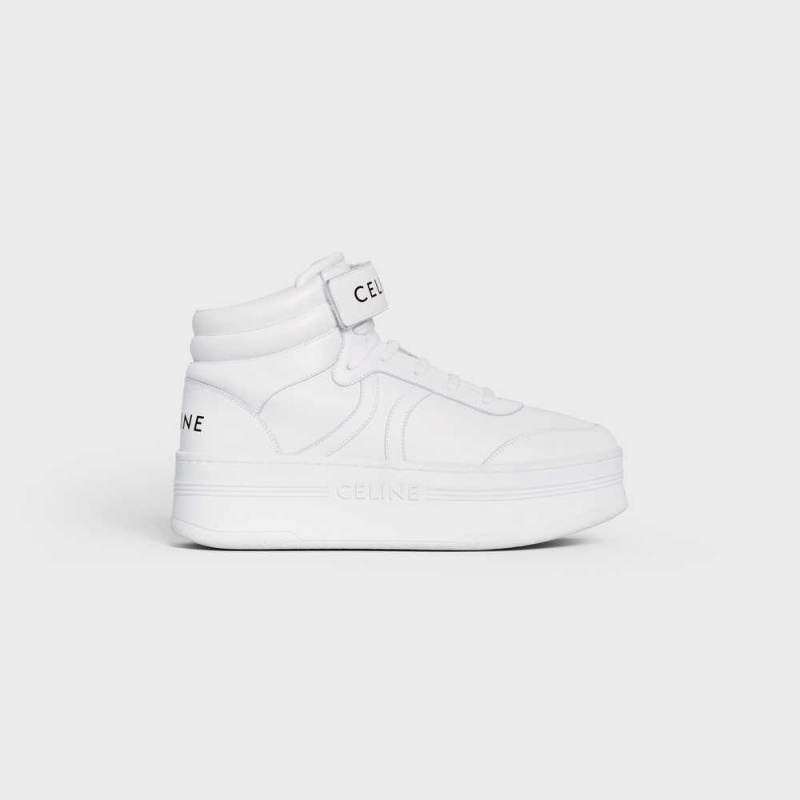 Celine Mid Block Sneakers With Klettverschluss And Wedge In Calfskin Sneakers Weiß | CL-592545