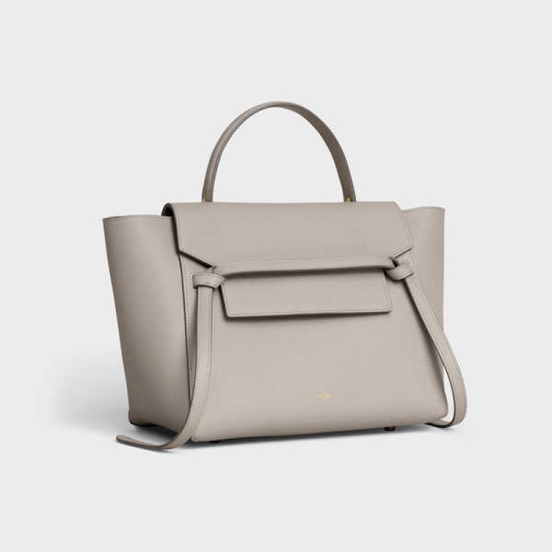 Celine Mini In Grained Calfskin Gürteltasche Hellgrau Braun | CL-593066