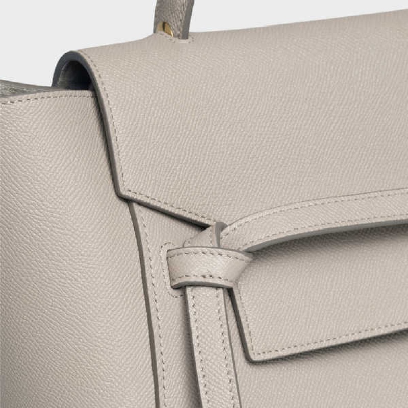 Celine Mini In Grained Calfskin Gürteltasche Hellgrau Braun | CL-593066