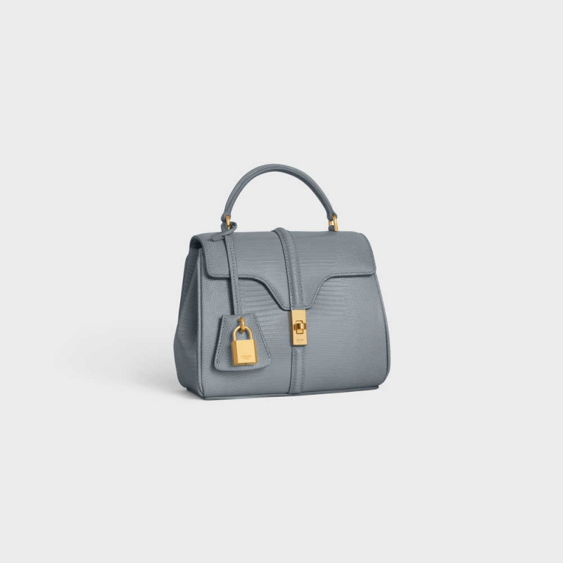 Celine Mini In Lizard 16 Blau Grau | CL-593273